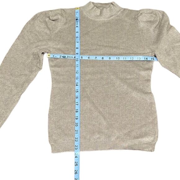 Cielo puff Sleeve Mock Turtleneck Sweater in Camel - Picture 6 of 10